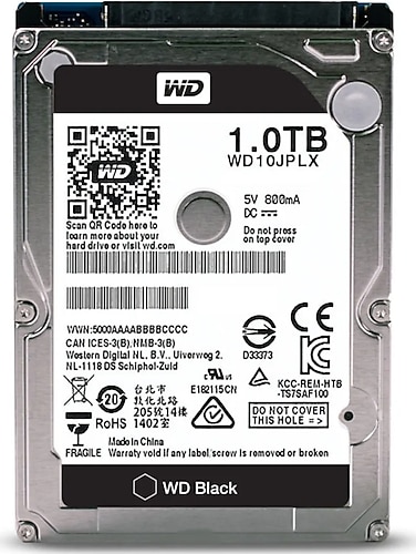Western Digital 2.5" 1 TB Black WD10JPLX SATA 3.0 7200 RPM Hard Disk