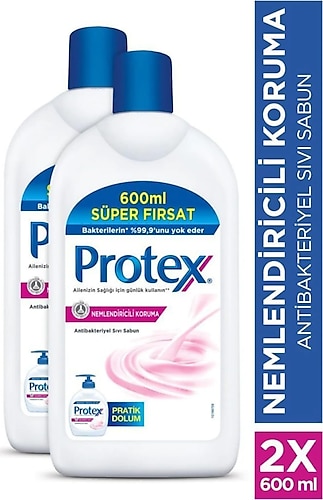 Protex Nemlendiricili Koruma Antibakteriyel Sıvı Sabun 600 ml x 2 Adet