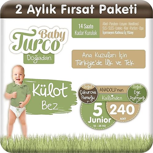 Baby Turco Doğadan 5 Numara Junıor 240'lı Külot Bez