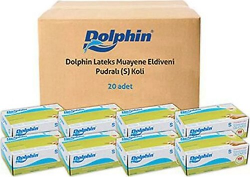 Dolphin Lateks Pudralı Küçük Boy (S) 100'lü 20 Paket Muayene Eldiveni