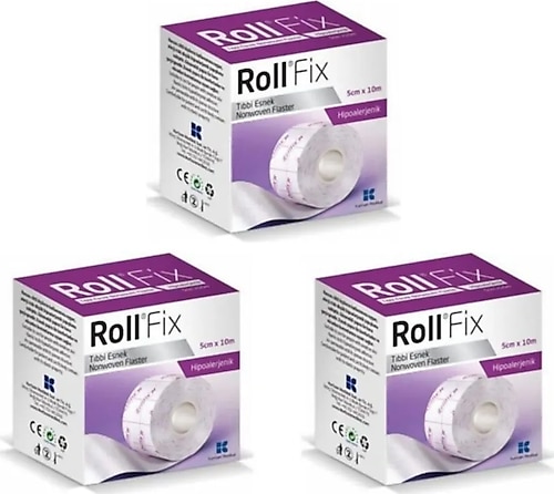ROLLFİX Roll Fix Elastik Sabitleme Bandı Hipoalerjenik Flaster 5 Cm X 10 M 3 Adet