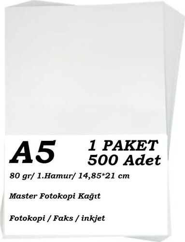 Master Fotokopi Kağıdı A5 Boy 14,85x21 Cm A5 Kağıt 500 Adet