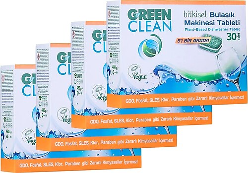 U Green Clean Bitkisel 30 Adet 4'lü Paket Bulaşık Makinesi Tableti