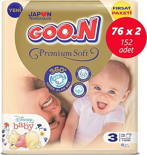 Goon Premium Soft 3 Beden 152'li Bebek Bezi