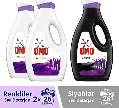 Omo Sıvı Deterjan Color 1690 mLx2 + Omo Black 1690 ml