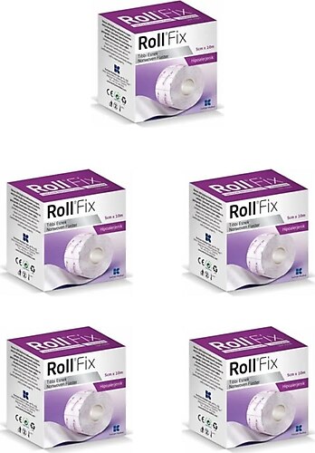 ROLLFİX Roll Fix Elastik Sabitleme Bandı Hipoalerjenik Flaster 5 Cm X 10 M 5 Adet