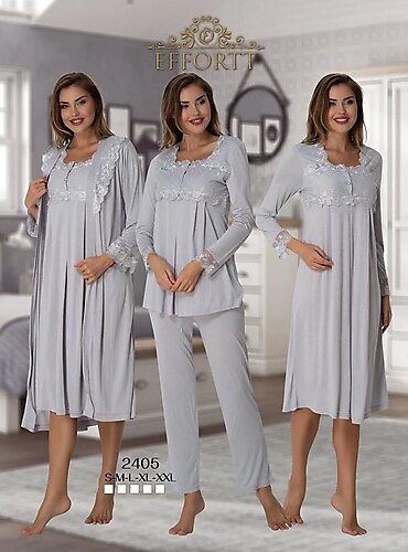 doku Kökünü kurutmak etki  Effortt Kadın Gri Hamile Lohusa Gecelik Sabahlık Pijama Takımı 4'lü Set  Fiyatları, Özellikleri ve Yorumları | En Ucuzu Akakçe