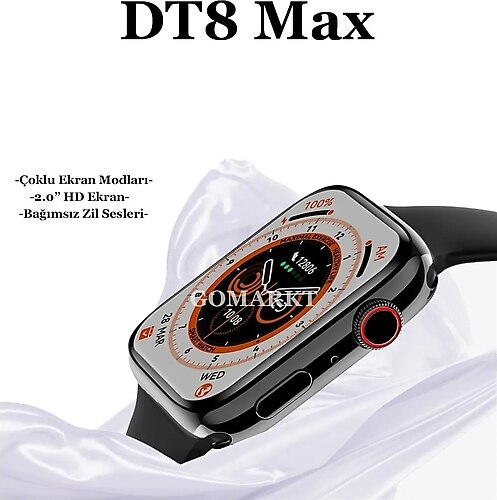 GoMarkt Dtno 1 Dt8 Max Smart Watch Son Model Uzun Pil Ömürlü Akıllı Saat Paslanmaz Çelik Kasa