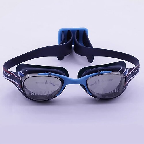 Nabaiji Yüzücü Gözlüğü - Mavi Mika Baskılı - L Boy - Şeffaf Camlar
