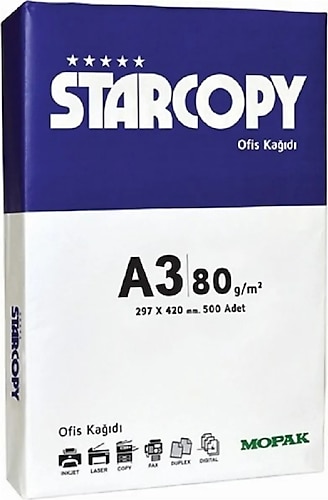 Mopak Star Copy A3 80 gr 500 Yaprak Fotokopi Kağıdı