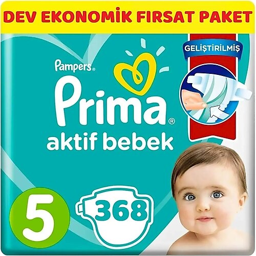 Prima Aktif Bebek 5 Numara Junior 46'lı 8 Paket Bebek Bezi