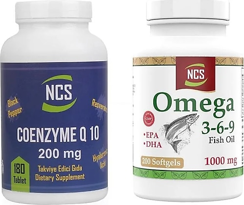 Coenzyme Q10 200 Mg 180 Tablet Omega 3 6 9 1000 mg 200 Kapsül