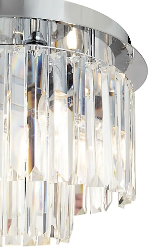 Nilüfer 2 Katlı Küçük Krom Kaplama Yuv. Kristalli Taşlı Modern Tasarım Kristal Salon Avize