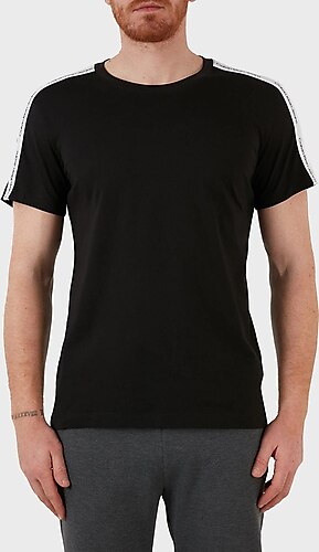 Calvin Klein Contrast Tape Shoulder Tee Erkek Bisiklet Yaka T-Shirt