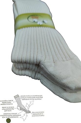 Klasik %100 Pamuk Çorap Ter Çorabı Özel Üretim 3 Çift