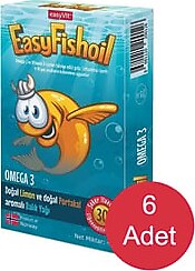 EasyFishoil Omega 3 30 Çiğnenebilir Jel Tablet 6'lı Paket