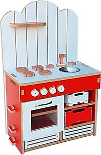 Woodylife Ahşap Mutfak Seti Bulut Çocuk Oyun Oyuncak Eğitici Montessor Kırmızı