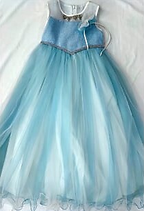 Frozen sıfır kol taçlı şeker kız çocuk elbise