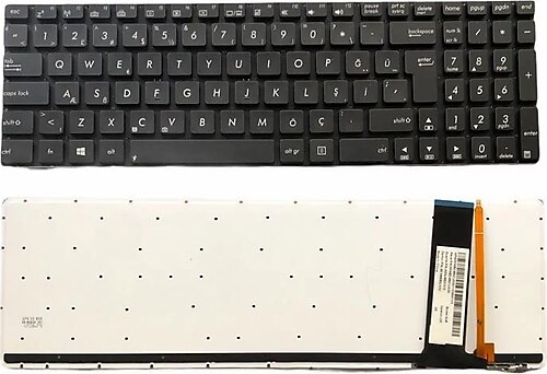 Notespare Asus N550JV-DB71-CA Uyumlu Laptop Klavye Işıklı Siyah TR