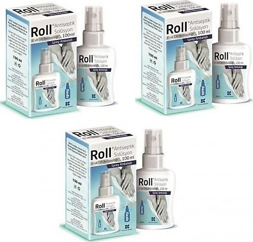 Roll Antiseptik Solüsyon 100 ml 3'lü Sprey El Dezenfektanı