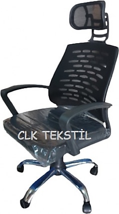 CLK Ofis Sandalyesi Bilgisayar Makam Müdür Şef Koltuk Koltuğu Sandalyesi Siyah Krom Ayak