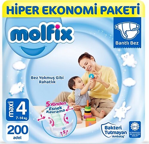 Molfix 4 Numara Maxi 200'lü Bebek Bezi