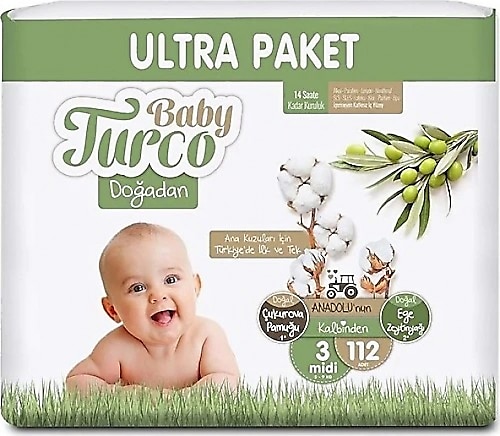 Baby Turco Doğadan 3 Numara Midi 112'li Bebek Bezi
