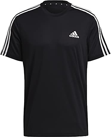 Adidas Erkek D2M 3 STRIPES T-SHIRT Kısa Kollu Tişört, Black, XS