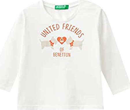 United Colors of Benetton 3ATNC14VZ Fiyonk Baskılı Kız Çocuk T-Shirt, Fuşya, 2-3 Yaş