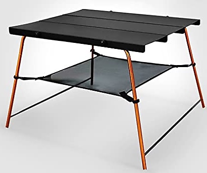 WANWEN Küçük alüminyum katlanır kamp masası, taşınabilir piknik masası, hafif, uzun ömürlü, kompakt, sarılabilir, açık hava yürüyüşü, mangal, sırt çantası seyahatleri için mükemmel (Renk: Siyah) Littl