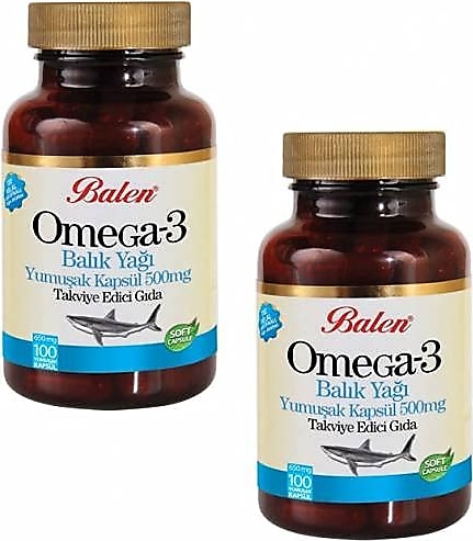 2 Kutu Balen Omega 3 Omega3 Omega-3 Balık Yağı Fish Oil 100 Kapsül x 650 m