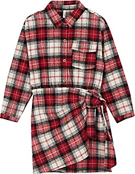 DeFacto Kız Çocuk Kare Desenli Polo Yaka Uzun Kollu Flanel Gömlek Elbise Kırmızı (RD59) 10-11 Y