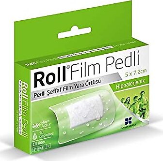 Roll Film Pedli Steril 5cm x 7.2cm Su Geçirmez 10'lu Yara Örtüsü