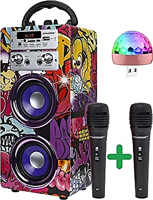 DYNASONIC Modelo 025-19 … Karaoke anlage mit Mikrofon enthalten singen Bluetooth Lautsprecher Mehrfarbiges LED-Modell Karaoke mit Mikrofon 3º Generation Zwei 