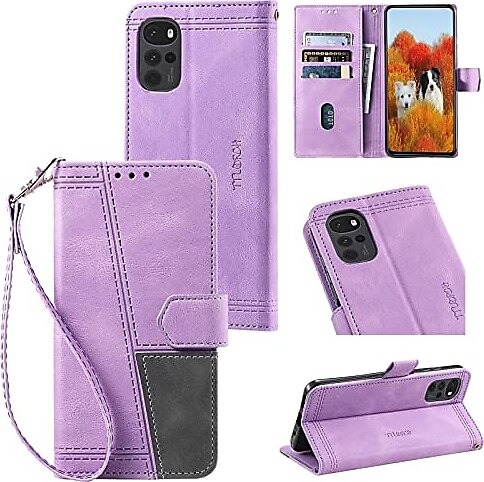 Phone Flip Case Motorola Moto G22 kasası ile uyumlu cüzdan kasası, deri koruma kapağı [RFID Engelleme] [kart tutucu] ve [kickstand özelliği] ile koruma çantası cüzdan kasası şok geçirmez koruyucu w bi