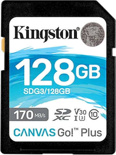 Kingston Canvas Go Plus SDG3/128 GB 128 GB SDXC 170R C10 UHS-I U3 V30 Fotoğraf Makinesi Hafıza Kartı