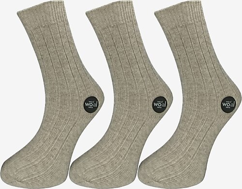 Shocks 3'lü Erkek Kışlık Bej Yüksek Kalite Angora Yün Çorap