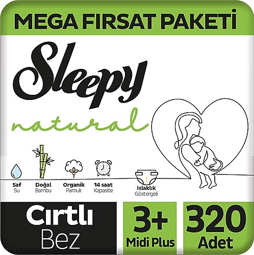 Sleepy Natural 3+ Numara Midi Plus 320'li Bebek Bezi