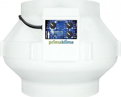 Prima Klima PK250EC-TC Isı/Hız Kontrol EC Fan - 0-1450m3/h, 250mm