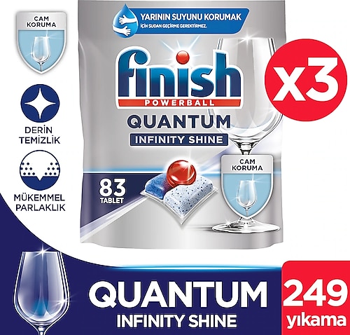 Finish Quantum Infinity Shine 83 Adet 3'lü Paket Bulaşık Makinesi Tableti