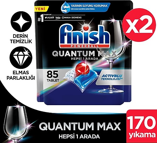 Finish Powerball Quantum Max 85 Adet 2'li Paket Bulaşık Makinesi Tableti
