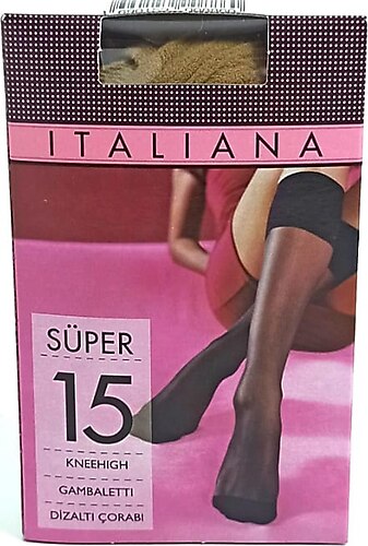 Italiana Süper Ince Özel Konfor Bantlı 15 Den Diz Altı Çorap siyah