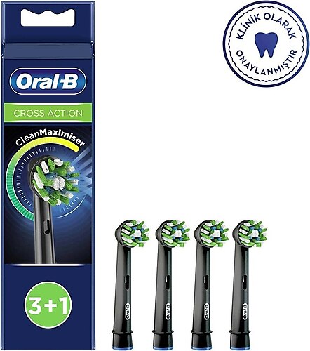 Oral-B Cross Action Black Edition Siyah 4'lü Diş Fırçası Yedek Başlığı