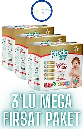 Predo Baby Premium Pants 5 Numara Junior 32'li 3 Paket Külot Bez