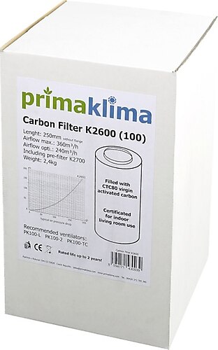 Prima Klima K2600-100 Karbon Filtre, (360m3/h, 100mm çap)