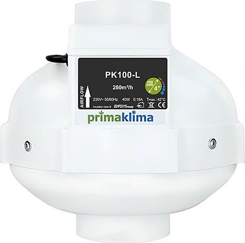 Prima Klima PK100-L Radyal Fan - 280m3/h, 100mm