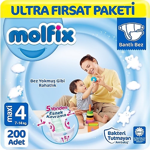 Molfix 4 Numara Maxi 200'lü Bebek Bezi