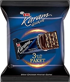 Eti Karam Gurme 3'lü 150 gr Bitter Çikolatalı Kremalı Gofret