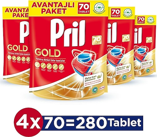 Pril Gold 70 Adet 4'lü Paket Bulaşık Makinesi Tableti
