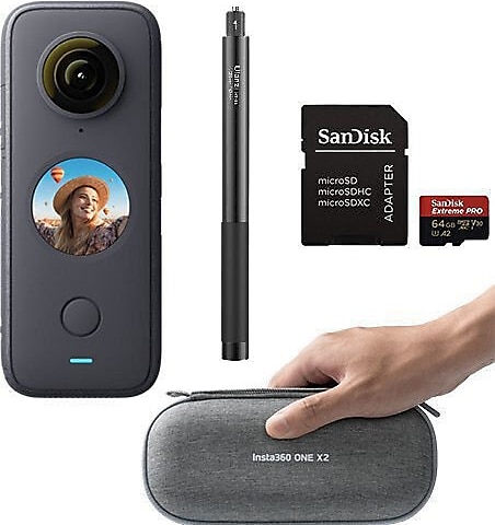 Insta360 One X2 + Invisible Stick + Sandisk 64gb Hafıza Kartı + Çanta